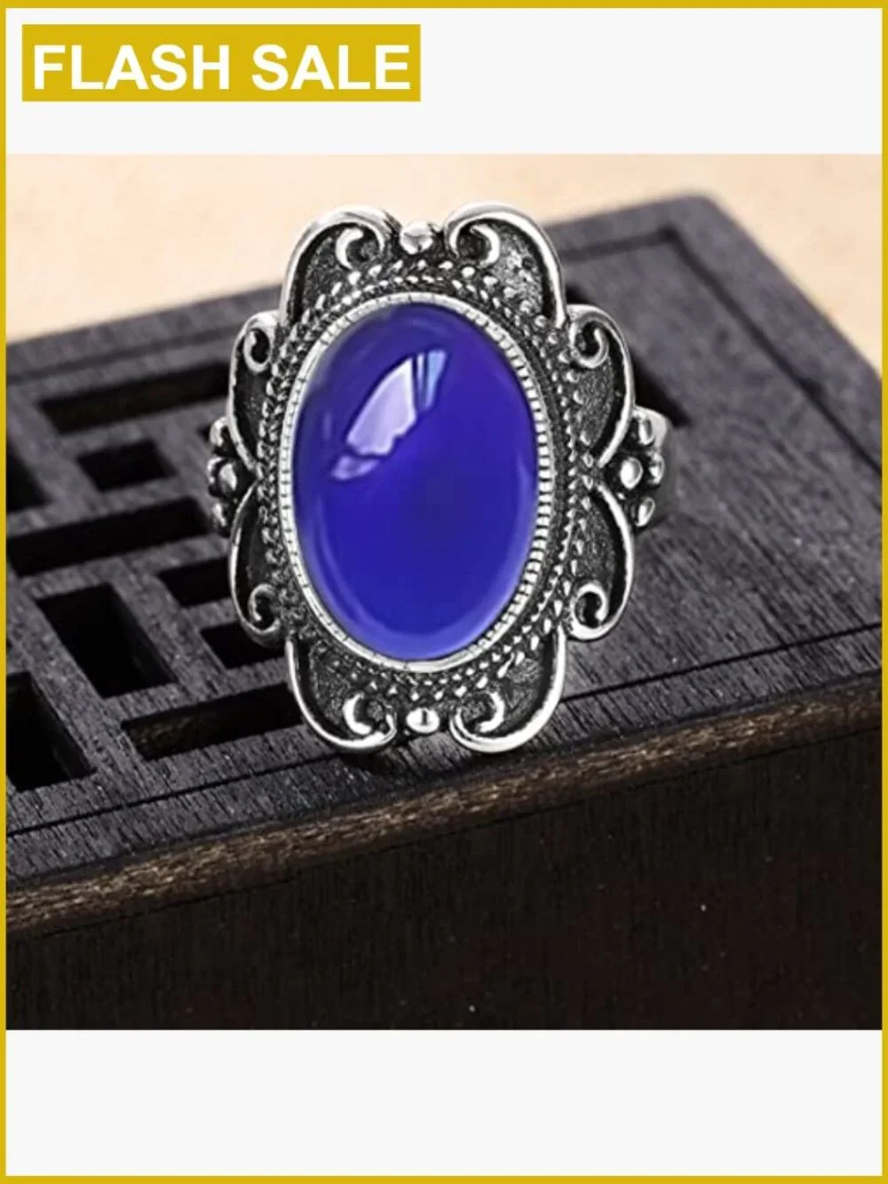 925 Sterling Silver Oval Changing Crystal Ring Mystery Temperature Ring